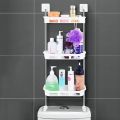 Bathroom Organizer Over The Toilet Storage Shelf,Space Saver Adhesive Base Bathroom Shelves for Storage Toilet Paper Big Bottle Shampoos Kitchen Hanging Wall Shelf with Hooks,White 3tier. 