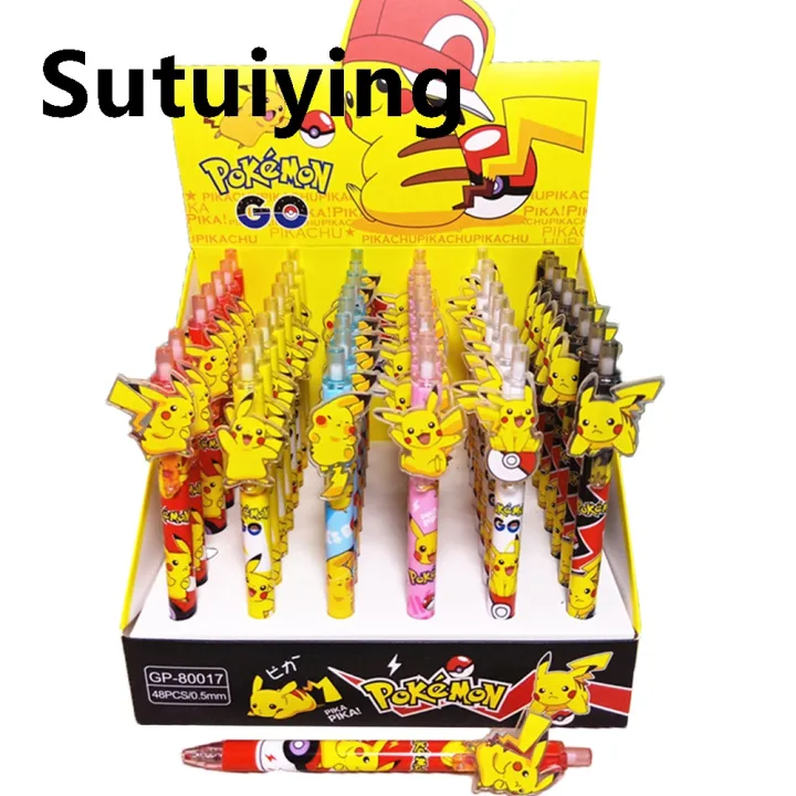 Sutuiying%206pcs%20Anime%20Pokemon%20Pikachu%20Press%20Gel%20Pens%20For%20Writing%20Cute%200.5mm%20Black%20Ink%20Neutral%20Pen%20Promotional%20Gift%20Office%20School%20Supplies%20-%20Image%202