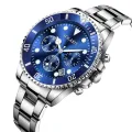 【Miga Plaza】Fashion Men Stainless Steel Watch Luxury Calendar Quartz Wrist Watch Business Watches Man Clock relogio masculino. 