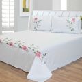 Korean-Style100%Cotton Twill Embroidery Bed Sheet and Pillowcase Three-Piece Cotton Rose Embroidery Double Linen Special Offer. 