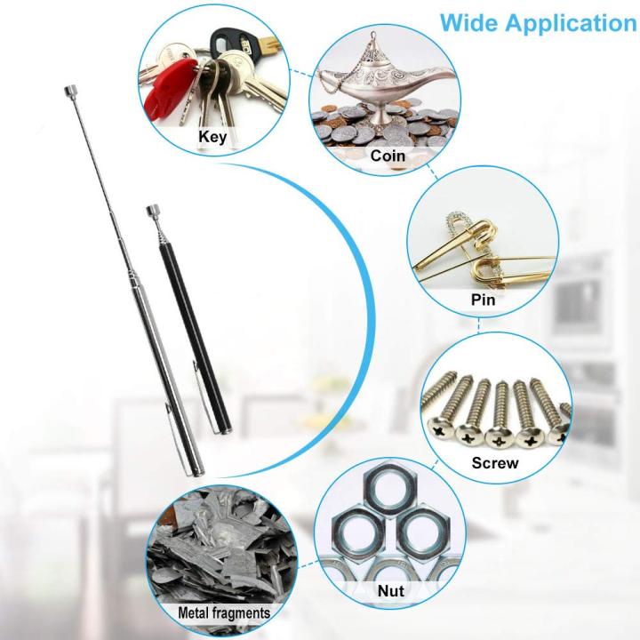 Portable Telescopic Magnetic Long Pen Pick Up Rod Tool Extending Stick ...