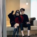 2024 Autumn New Love Couple Wear Christmas Red Sweater Women's round Neck Soft and Glutinous Long Sleeve Sweater Top. 