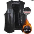 Leather Waistcoat Fleece-lined Thickened Middle-Aged and Elderly Men's Thermal Vest Leisure Vest Dad Wear Autumn and Winter Vest Men's Coat _. 