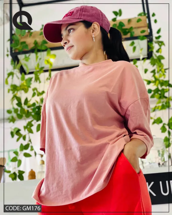 Drop%20Shoulder%20Oversized%20Pink%20Color%20T%20Shirt%20%7C%20GM176%20-%20Image%204