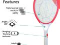 Electronic Rechargeable Mosquito Bat Racket. 