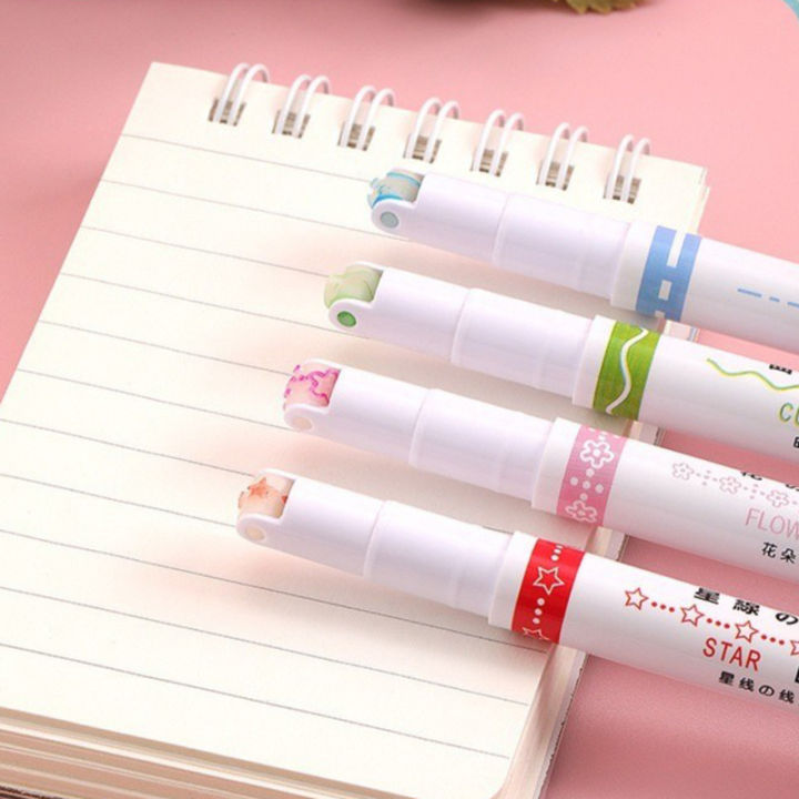 6Pcs/set%20Kawaii%20Flowers%20Line%20Shaped%20Highlighter%20Pens%20Roller%20Tip%20Curve%20Liner%20Marker%20for%20Writing%20Journaling%20Drawing%20Stationery%20-%20Image%205