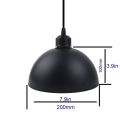 1.5M Cable Black Ceiling Lighting With Metal Lamp Shade 200mm Chandelier Led Linear Suspension E27 Lamp Holder Ceiling Pendant Light Shade. 