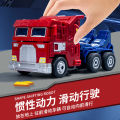 Boy Toy Inertia Driving Truck Robot Primary School Gift War Police Autobots Deformation Reverse Car. 