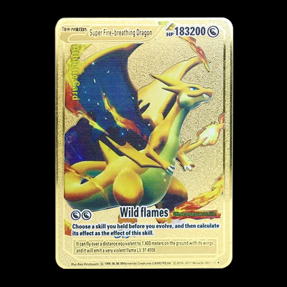 pokemon cards golden Pokemon 183200 Points High Hp Charizard Pikachu Mewtwo  Gold Black English French Metal Cards Vmax Mega GX Game Collection  CardsParty Games Crafts | Daraz.lk