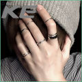 Fashion personality ring female niche joint ring set simple hip-hop retro plain ring for women low price. 