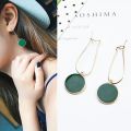 Korean Green Circle Earrings Women Classic Round Earing. 