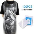 100 Pcs Disposable Plastic Aprons Eco Flat Pack Protection Body Polythene Clear Waterproof Oil Proof Thickened Disposable Apron. 