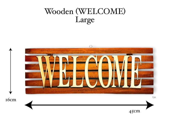 Large Wooden Welcome Sign Board for Home, Office, Café & Shop Decor - 45x16cm Wall Hanging