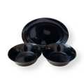 Dinner Set & Luster Tea Set 33Pcs Black Dinnerware ​Porcelain Dish & Coffee Set. 