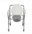 Height Adjustable Folding Steel Commode Chair With Wheels. 
