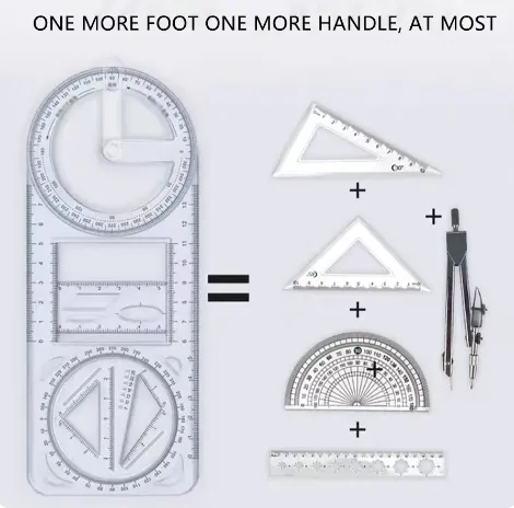 1/3pcs Multi-function Drawing Ruler Geometric Figure Ruler High School Mathematics Drawing Template Cute Ruler