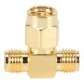 SMA Male to Two SMA Female Triple T RF Adapter Connector 3 Way Splitter NEW. 