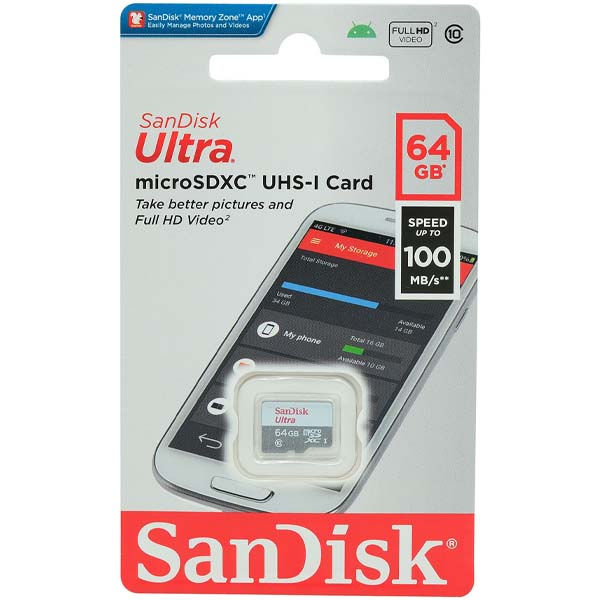 Sandisk%20Ultra%2064GB%20Micro%20SD%20/%20SDXC%20UHS-I%20Class%2010%20Memory%20Card%20-%20Image%202