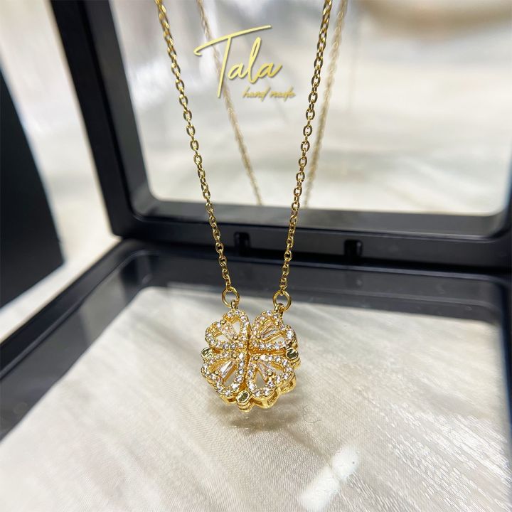 ShopSphere%20TALA%20hand%20made%20Twofer%20Necklace%20Four%20Leaf%20Clover%20Necklace%2018k%20Gold%202in1%20Tomomi%20Pendant%20With%20Gift%20Jewelry%20Box%20Women%20Accessories%20-%20Image%202