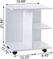 VTEC HOME Modern End Side Table with Rolling Wheels, Bedside Table with Open Shelf, Night Stand Storage Shelf - BC600. 