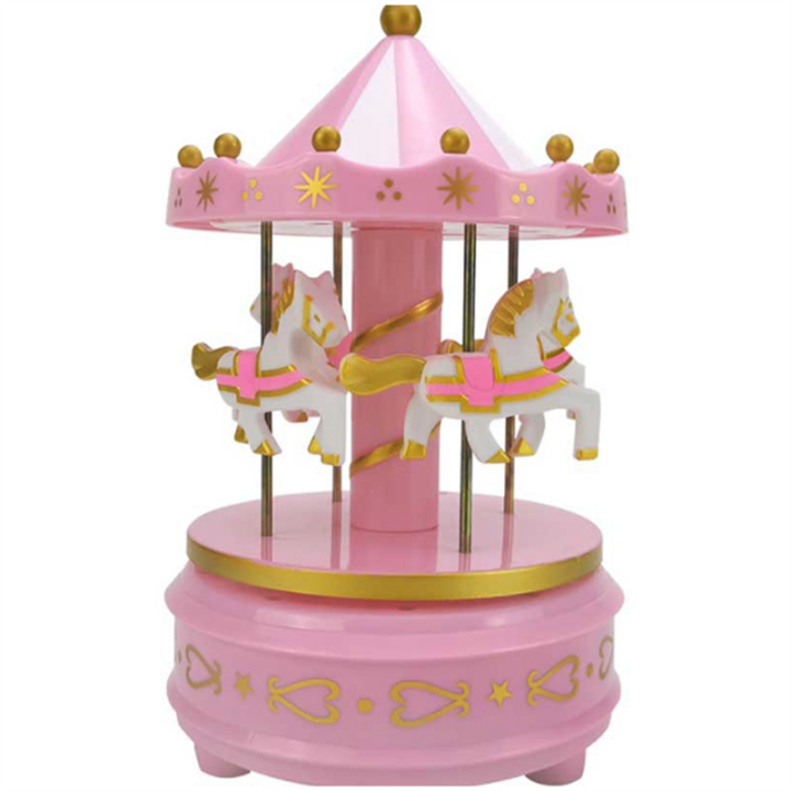 1pcs Luxury Carousel Music Box 4 Horses Rotate Rotation Romantic Luxury Carousel Toys Handwork Music Box Gifts