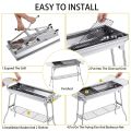 Outdoor Camping Grill Set Stainless Steel Portable Foldable Charcoal Grill - silver. 