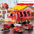 KOKKO Fire Truck Toy For Kids Engineering Car Model With Lights Music Storage Transport Vehicle For Boys Birthday Christmas Gifts. 