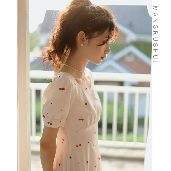 2024%20New%20Summer%20Clothes%20Girl's%20First%20Love%20A-%20line%20Dress%20Sweet%20Student%20Temperament%20Slimming%20French%20Cherry%20Dress%20-%20Image%203