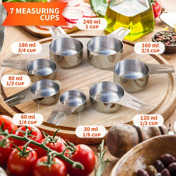 Stainless%20Steel%20Measuring%20Cups%20and%20Spoons%20Set%20of%2014%20Pieces,Portable%20-%20Image%202