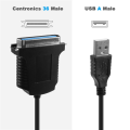 USB → printer parallel port 36pin male conversion cable Black. 