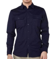 Men 's Linen Long Sleeve Shirt Casual Black 2 Pockets. 