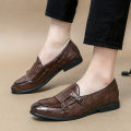 【FOOT SOFA】Large Pointed British Shoes,  Leather, High-quality Men's Shoes, Formal Business Leather Shoes, Wedding Shoes, Sizes 38 To 46, Black Brown, Simple and Breathable Gentlemen's Shoes Slip-Ons & Loafers. 