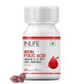 INLIFE Chelated Iron Folic Acid Supplement with Vitamin C, E, B12, Zinc & Selenium for Men Women - 60 Tablets (Pack of 1, 60)(FROM INDIA)NUSS. 
