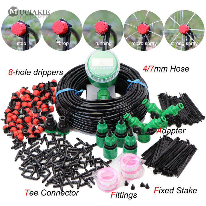 Muciakie 5-50m Automatic Garden Watering Adjustable Drip Irrigation ...