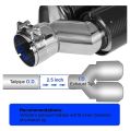 63 mm double silencer tip carbon car exhaust pipe rear tip inlet 2.5 inch outlet 3.5 inch. 
