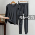 100%Men's and Women's Pure Cotton Long Johns Top & Bottom Thin Suit Cotton Jersey Mid-round Neck Bottoming Middle-Aged and Elderly Thermal Underwear. 