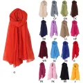 652F Women Solid Color Scarfs Large Long Lightweight Headscarf Linen Sheer Shawl Wrap. 