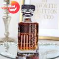 Glass Whiskey Decanter American Flag Pattern Whiskey Glass Decanter 450ml for Home Party Transparent Bottle Decanter with American Flag Design. 
