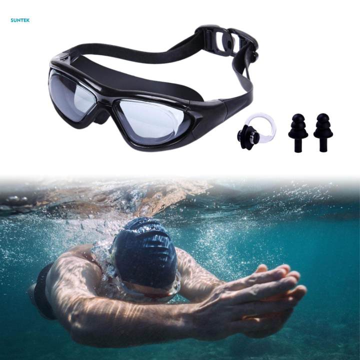 Swimming Goggles Swimming Glasses Anti Fog No Leaking Adjustable Band with Nose Clip and Earplugs Swim Goggles Swim Eyewear for Unisex Adult Daraz.lk