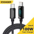 Essager PD 100W USB Type C Cable To USB C 7A Fast Charging Charger Wire Cord for OPPO Realme Huawei Poco Samsung Data Display Cable. 