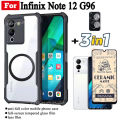 3 in 1 Infinix Note 12 G96 Shockproof Phone Case With Magnetic Wireless Charging Sticker For Infinix Note 40 Note 30 Anti Spy Privacy Tempered Glass Screen Protector +Lens Film. 
