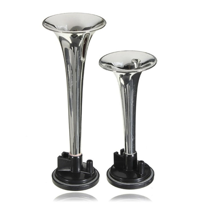2PCS Black Air Horn Dual Trumpet Air Pump Air Horn Pipe Car Truck Train Boat