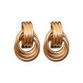Youbo Metal Texture Multi-Ring Knotted Stud Earrings for Women ins Trendy Elegant High-Grade All-Match Cold Earrings Earrings. 