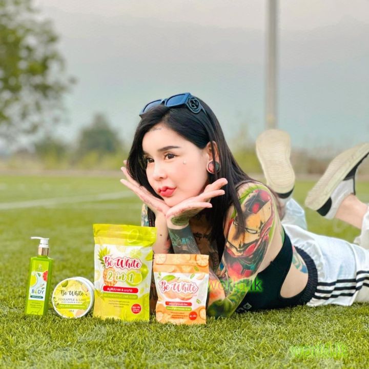 2 in 1, Pineapple and Lemon Soap, Be White Body 100Grams X 3 (3 Soap) 1 Sachet Bplc Made in Thailand