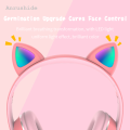 Anrushide 2025 New Wireless Headphone Flash Light Cute Cat Bluetooth with Mic 【2025 Version】 Control LED Stereo Music Helmet Phone Bluetooth Headset Gift. 