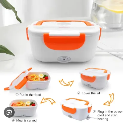 Heated Electric Lunch Box with Portable Food Warmer and Leakproof Compartments for Office School and Travel