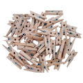 100 pcs/set 25mm mini Wooden clip natural craft pin line photo baby. 