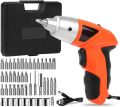 45 Pieces Cordless Screwdriver Compact, Rechargeable Lightweight Electric Drill Set, Rotating Handle, Reversible, Magnetic Chuck, Led Light, Suitable for Home Assembly and Office DIY Tool. 