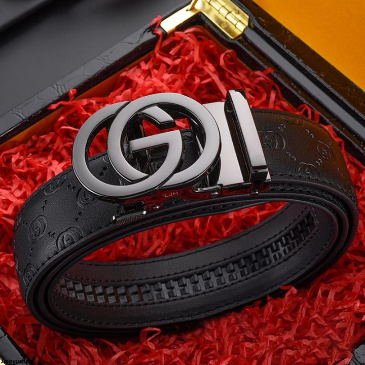 Yuxin shop2025 Belts Men width 3.4cm Luxury Brand Designer Fashion Automatic Buckle Genuine Leather Men's Jeans High Quality Waist Male Strap