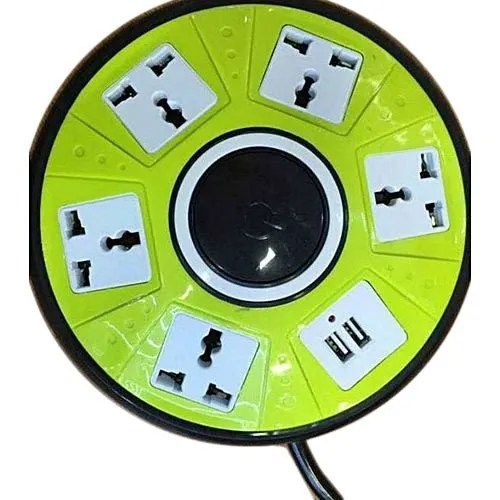 USB UFO Socket Multi Plug adapter with 02 USB Ports and 05 Universal Power Sockets